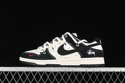 All categories Nk SB Dunk Series Nk SB Dunk Low High-end customized low-top sneakers Nk SB Dunk Low Stusi joint-white embroidery black hook Anniversary high-end customized low-top casual sneakers SJ2068-311
